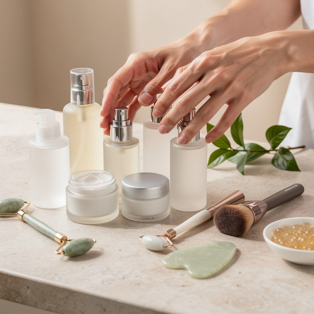 The Face Shop San Diego skincare product categories including cleansers, moisturizers, and serums on display